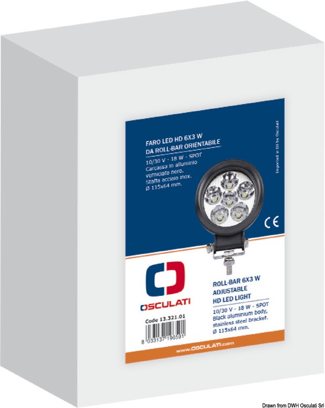 Faro Roll-Bar OSCULATI 12V 65+45W - Proiettore Per Barre Roll-Bar, Riferimento 13.310.12