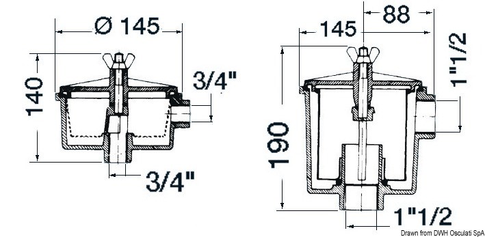 Filtro Acqua Utility 1 1/2" Osculati - Per Impianti Nautici O Industriali