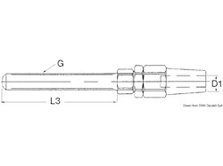 Terminale da inserire nei tenditori con filetto metrico destro
