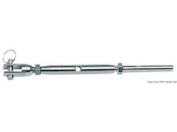 Tenditore tornito dalla barra con terminale a pressare su cavo inox