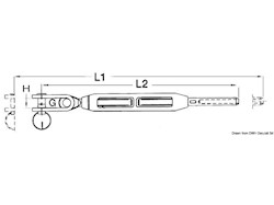 Tenditore sartiame forc. snodata 1/4" cavo 3 mm