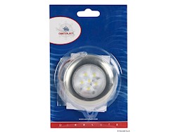 Luce di cortesia rotonda ghiera inox 6 LED blu