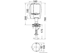 Faro comando interno 12 V 185 mm
