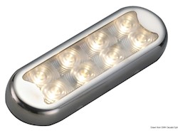 Plafoniera Bimini inox compatta a 8 LED fondo curvo, con interruttore