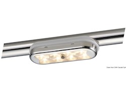 Plafoniera Bimini inox compatta a 8 LED fondo curvo, con interruttore