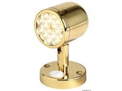 Faretto snodato con interruttore ottone lucido