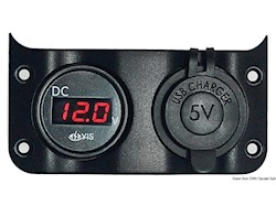 Voltometro 3/30 V + presa USB doppia