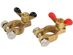 Coppia di morsetti in ottone cromato per batterie