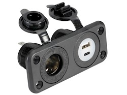 Presa accendisigari + USB-A + USB-C nera
