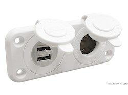Presa accendisigari + doppia USB bianca