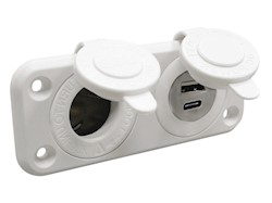 Presa accendisigari + USB-A + USB-C bianca