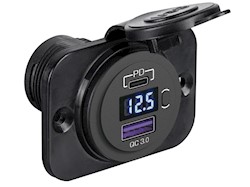 Presa di corrente con doppia USB + voltmetro