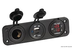 Voltmetro/Amperometro digitale 12V e USB-A + USB-C