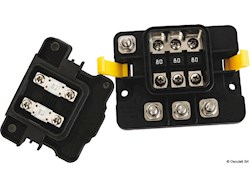 MIDI 3x Fuse Block w/Sealed Cover, M8 Inputs - M6 Outputs, Retail Pack