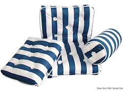 Cuscino forma rollo in cotone blu e bianco