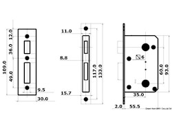 Serratura per WC e cabine Destra Esterna, Sinistra Interna