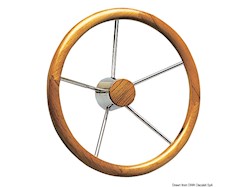 Timone con cerchio esterno in teak a grosso diametro