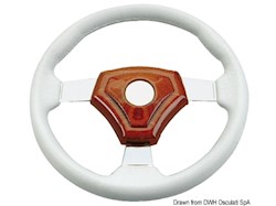 Volante inox+poliur.bian 350mm