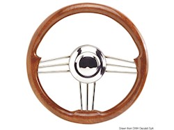 Volante inox+mogano 350 mm