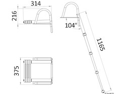 Scaletta inox con corrimano 4 gradini teak