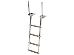 Scaletta inox con maniglie 4 gradini teak