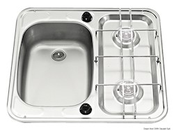 Lavello sinistro + 2 fuochi  inox piccolo