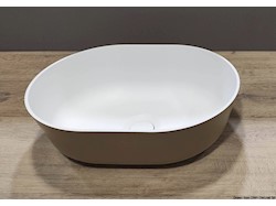 Lavello semiovale in Ocritech bianco/beige 350x260
