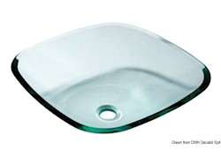 Lavello semi-quadrato in vetro trasparente