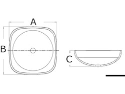 Lavello semi-quadrato in vetro trasparente