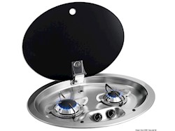 Piano cottura inox 2 fuochi 510 x 390 mm