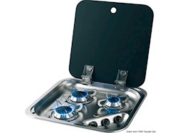 Piano cottura inox con coperchio cristallo fumé