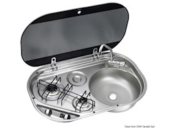 Piano Cottura 2 Fuochi con Coperchio Fumè