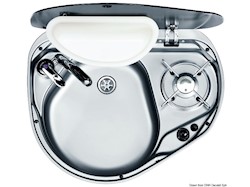 Piano cottura con lavello sinistro vetro fumè