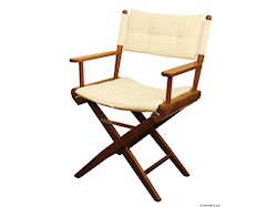 Sedia teak pieghevole imbottita crema