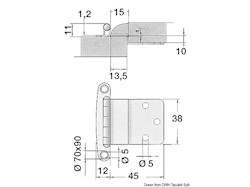 Cerniera inox con sbalzo 57x44 mm