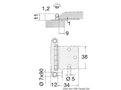 Cerniera inox piana 38x46 mm