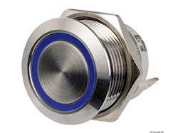 Interruttore FLAT inox ON Momentaneo - OFF 12/24 V blu