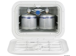 Mini gavone in plastica per alloggiare due bombole CV 500 ventilato con apertura frontale